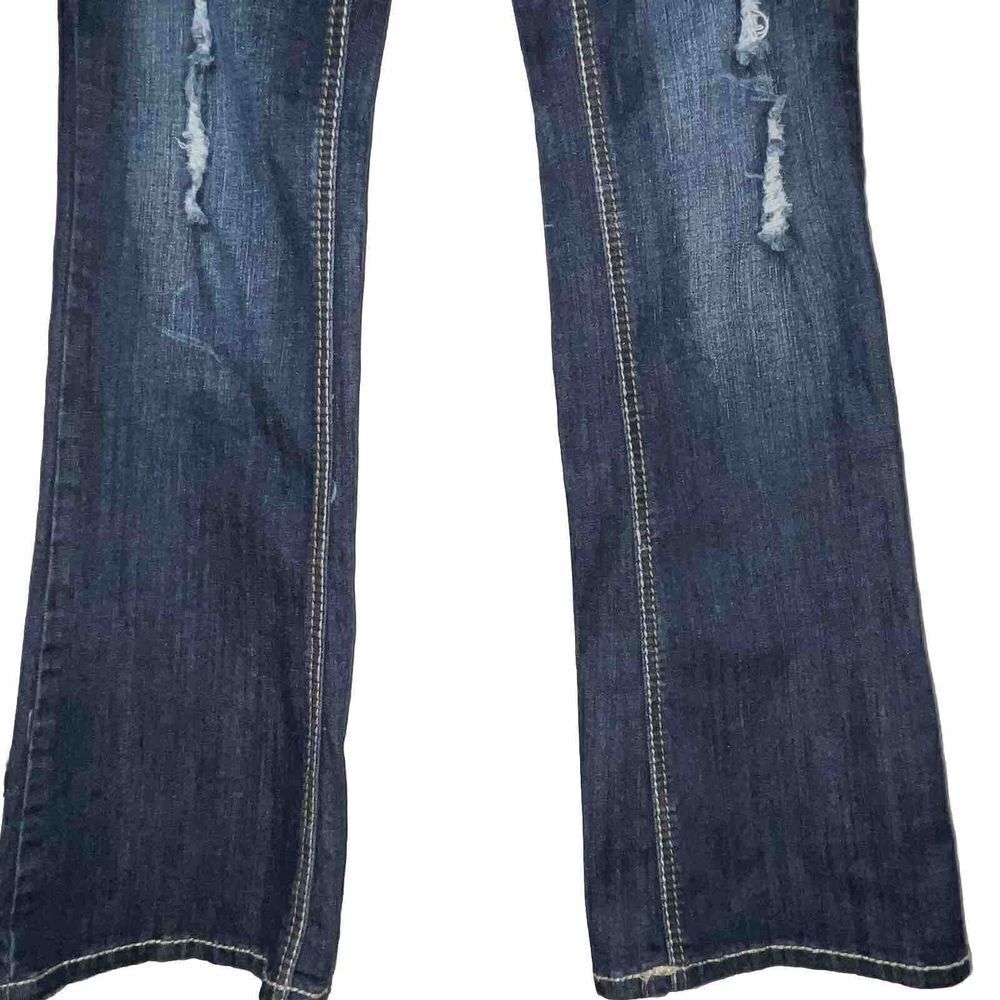 Soundgirl Embellished Thick Stitch Dark Wash‎ Bootcut Denim Jeans Size 9 Bling - Picture 5 of 13